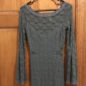 Free People teal lace dress with subtle cutouts
